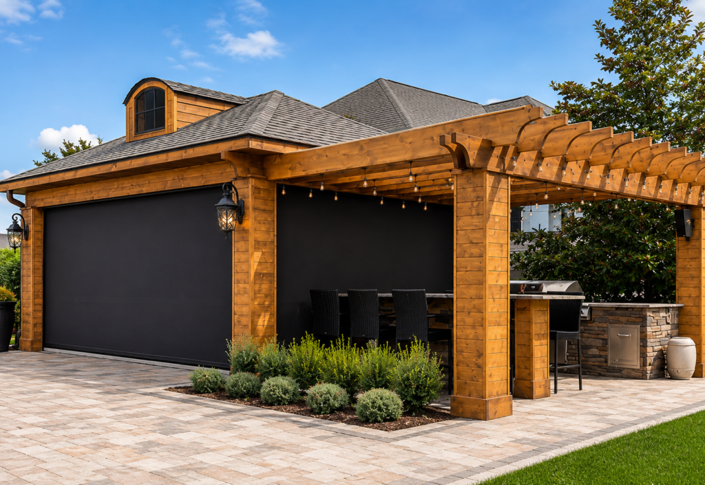 Screen on pergola